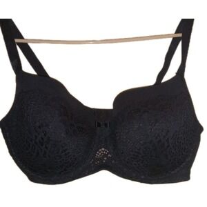 Auden 17730 Black Eyelet 40DDD The Every Day Nylon Underwired T Shirt Bra